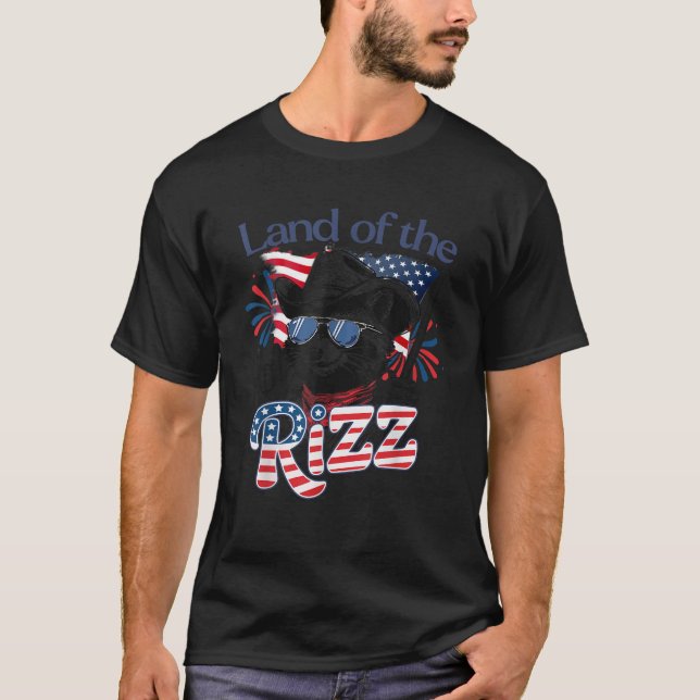 Land Of The Rizz Funny Patriotic Racoon 4th July  T-Shirt (Front)