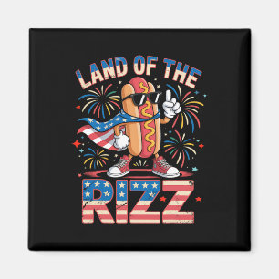 Land Of The Rizz Hotdog Funny 4th Of July American Magnet