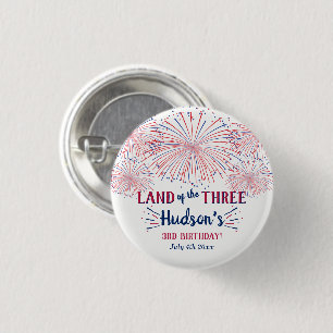 Land Of The Three! 4th Of July 3rd Birthday Party 3 Cm Round Badge