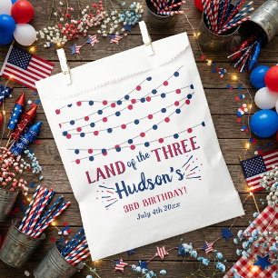 Land Of The Three! 4th Of July 3rd Birthday Party Favour Bags