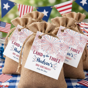 Land Of The Three! 4th Of July 3rd Birthday Party Favour Tags
