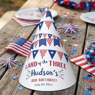 Land Of The Three! 4th Of July 3rd Birthday Party Hat
