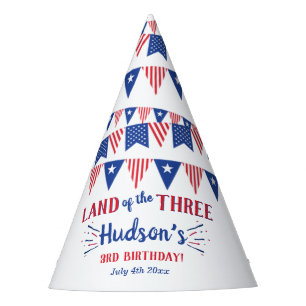 Land Of The Three! 4th Of July 3rd Birthday Party Hat