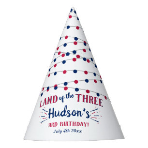 Land Of The Three! 4th Of July 3rd Birthday Party Hat