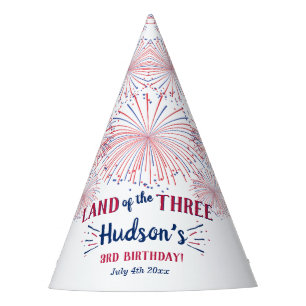 Land Of The Three! 4th Of July 3rd Birthday Party Hat