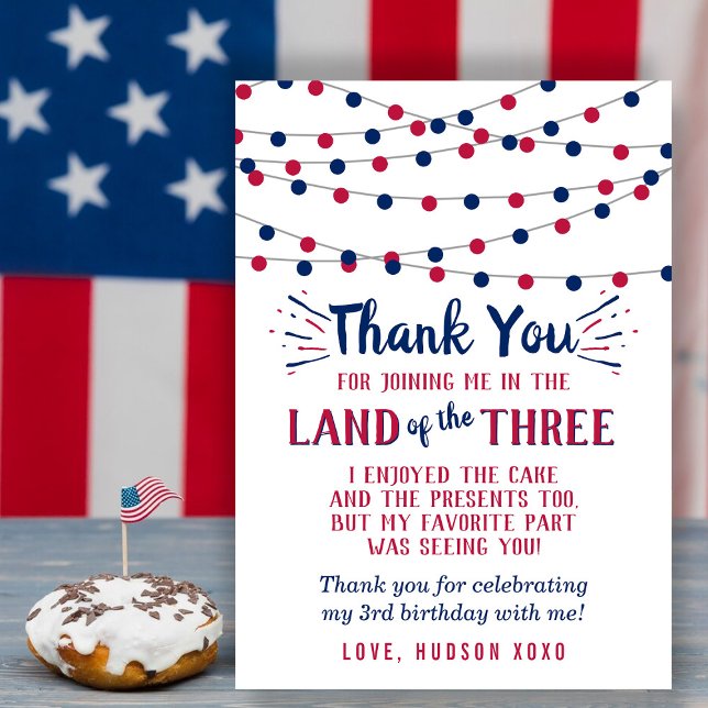 Land Of The Three Of July 3rd Birthday Thank You Card (Creator Uploaded)