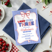 Land of the Three Patriotic American Girl Birthday