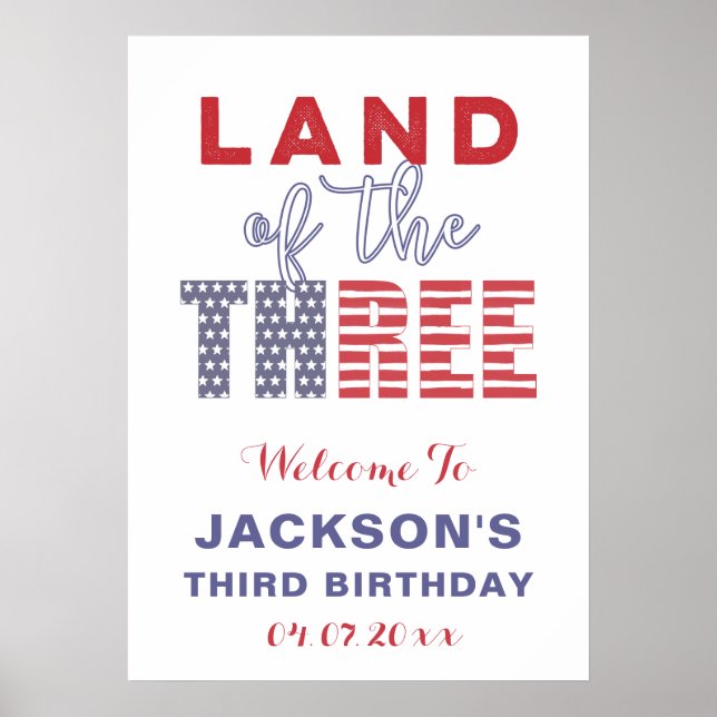 Land Of The Three USA 3rd Birthday Party Welcome Poster (Front)