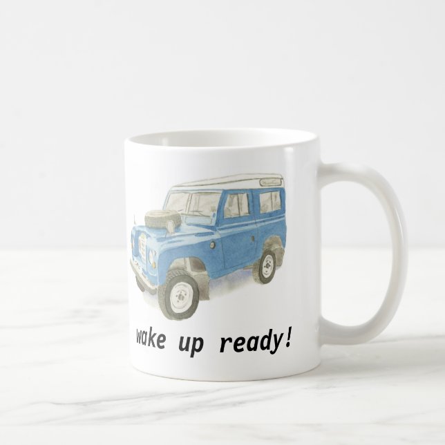 Land Rover wake up ready classic car mug (Right)