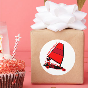 Land Sailing in Red Classic Round Sticker