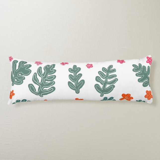 land & sea : doodle pattern flowers & plants  body cushion (Front)