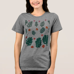 land & sea : doodle pattern flowers & plants  Tri-Blend shirt
