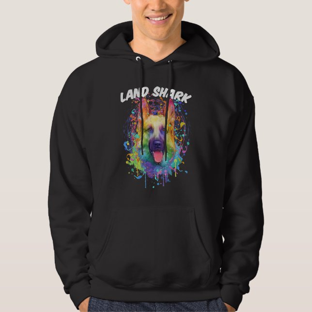 Land Shark German Shepherd  Shepard Humor Dog Them Hoodie (Front)