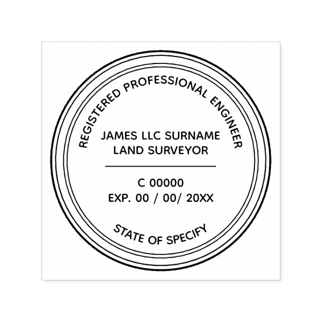 Land Surveyor Engineer Professional round Self-inking Stamp (Design)