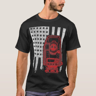 Land Surveyor Engineer Tripod Patriotic American T-Shirt