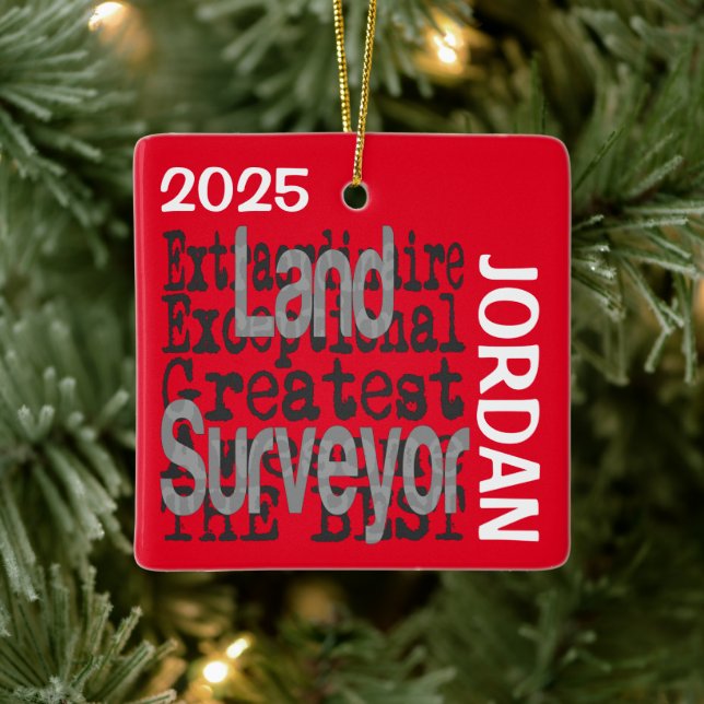 Land Surveyor Extraordinaire CUSTOM Ceramic Ornament (Tree)