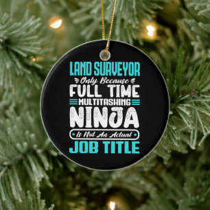 Land Surveyor Job Title Profession Surveying Skill Ceramic Tree Decoration