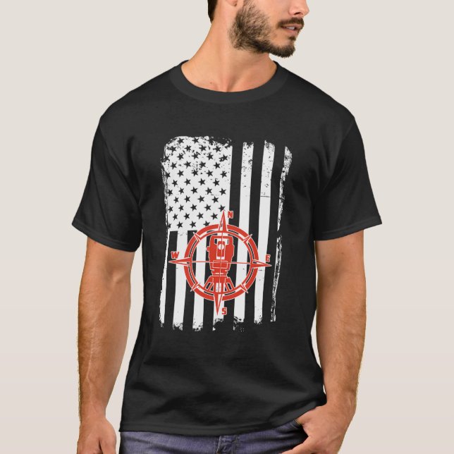 Land Surveyor Patriotic Usa Flag T-Shirt (Front)