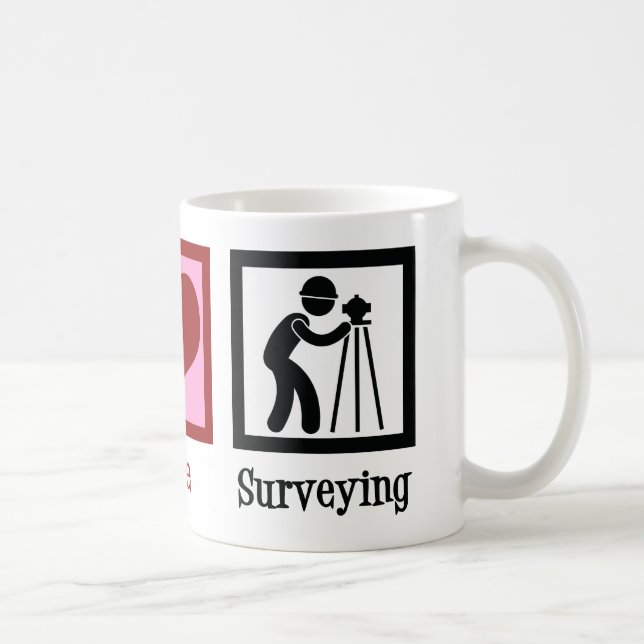 Land Surveyor Peace Love Surveying Company Coffee Mug (Right)