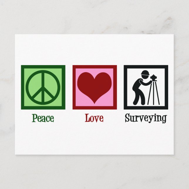 Land Surveyor Peace Love Surveying Company Postcard (Front)