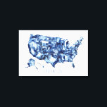 Land that I Love - United States Map Canvas Print<br><div class="desc">Land That I Love by Grace Popp. Features an inky blue watercolor design of America.</div>