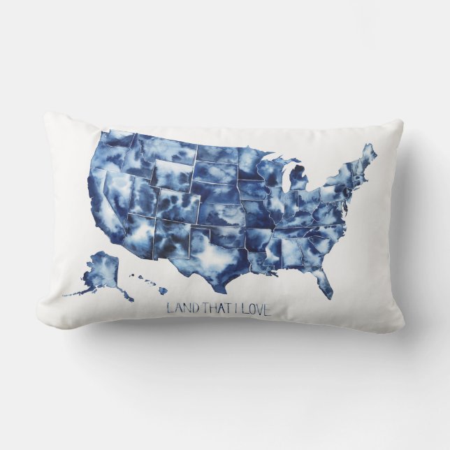 Land that I Love - United States Map Lumbar Cushion (Front)
