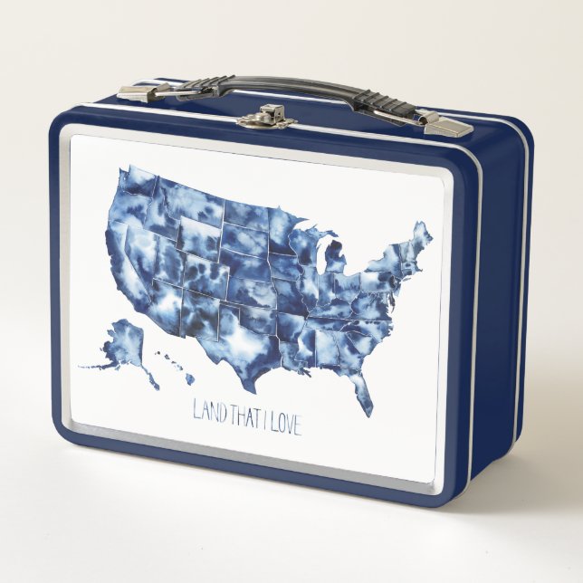 Land that I Love - United States Map Metal Lunch Box (Front)