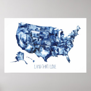 Land that I Love - United States Map Poster