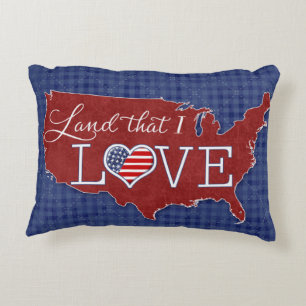 Land that I LOVE - US heart & flag Decorative Cushion
