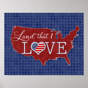 Land that I LOVE - US heart & flag Poster