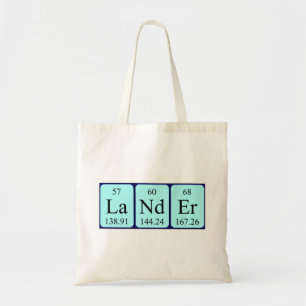 Lander periodic table name tote bag