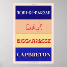 Landes Nouvelle Aquitaine Art Deco Poster 