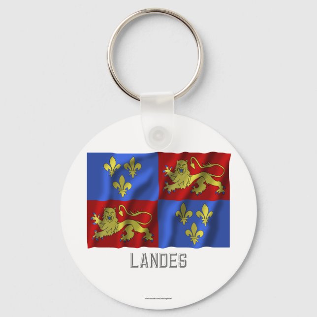 Landes waving flag with name key ring (Front)