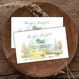 Landing Airplane Forest Diaper Raffle Baby Shower Enclosure Card