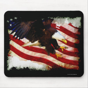Landing Bald Eagles & U.S. Flag Patriotic Mousemat