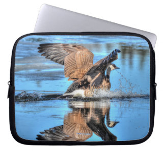 Landing Canada Goose on Lake Wildlife Nature Scene Laptop Sleeve