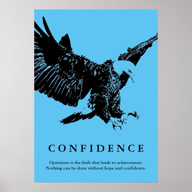 Landing Eagle Motivational Confidence Blue Poster (Front)