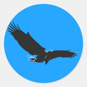 Landing Eagle Silhouette Classic Round Sticker