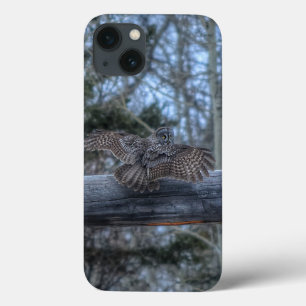 Landing Great Grey Owl and Ranch Gate Pole iPhone 13 Case