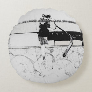 Landing It - Stunt Scooter Rider Round Pillow
