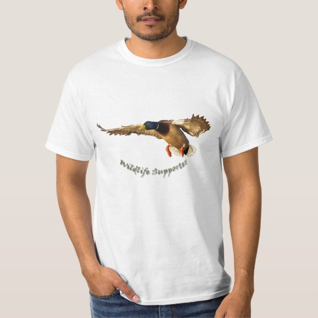 Landing Male Mallard Duck Wildlife T-Shirt (Front)