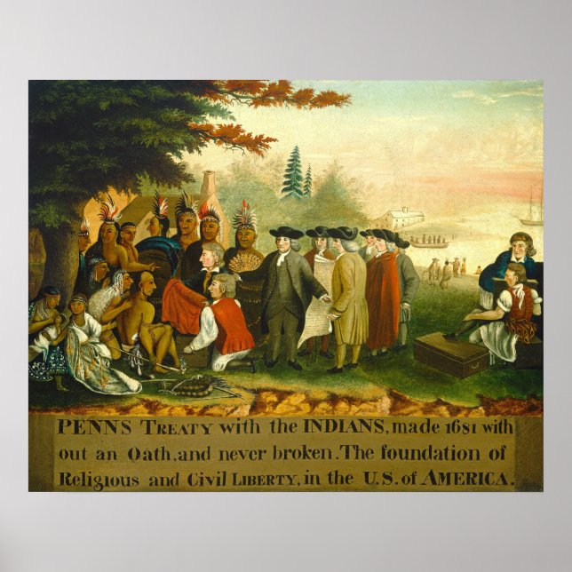 Landing of Columbus - Edward Hicks Fine Art Poster (Front)