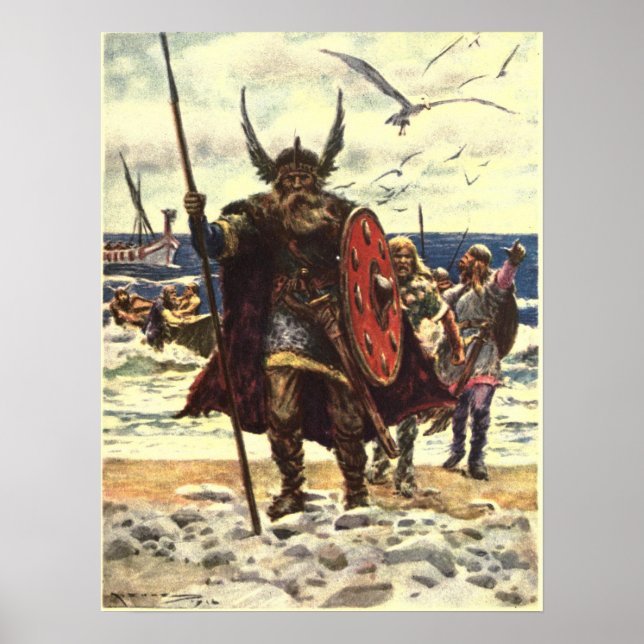 Landing of the Vikings in North America Poster (Front)