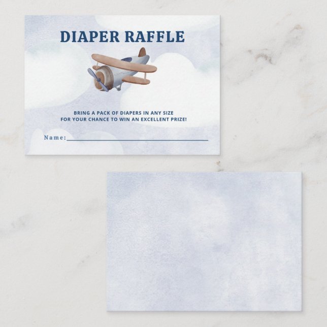 Landing Soon Aeroplane Baby Shower Diaper Raffle Enclosure Card (Front/Back)
