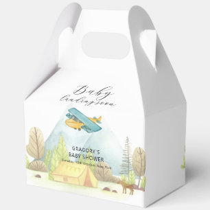 Landing Soon Vintage Airplane Forest Baby Shower Favour Box