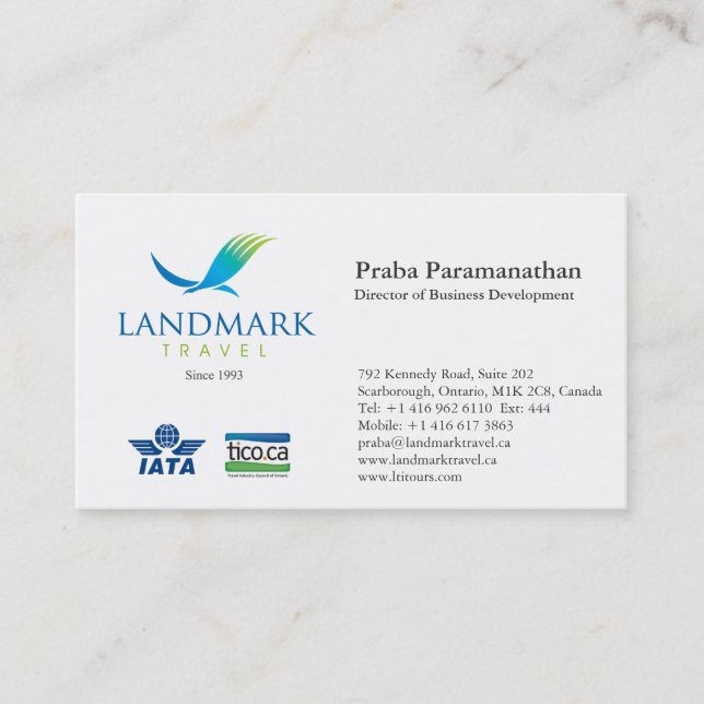 Landmark Travel Business Card (Front)