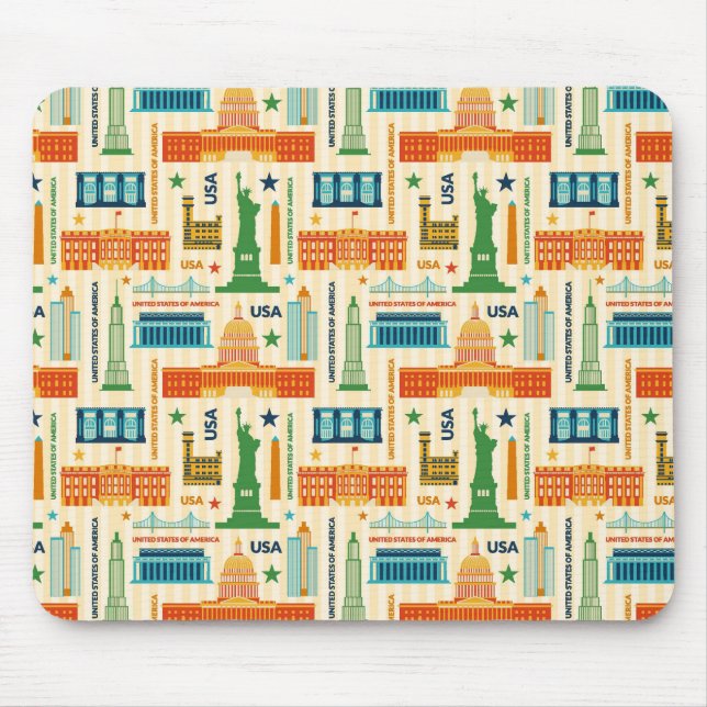 Landmarks of United States of America Mouse Mat (Front)