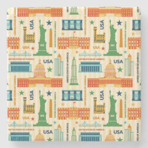 Landmarks of United States of America Stone Coaster