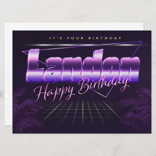 Landon Name First name pura retro card Birthday