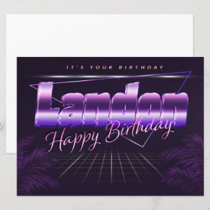 Landon Name First name pura retro card Birthday